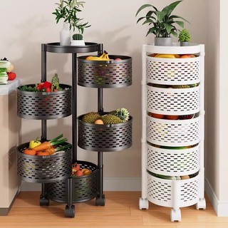 Kitchen Rotating Multifunctional Shelf Household Floor Multi-Layer Snack Trolley Storage Rack Fruit Vegetable Basket