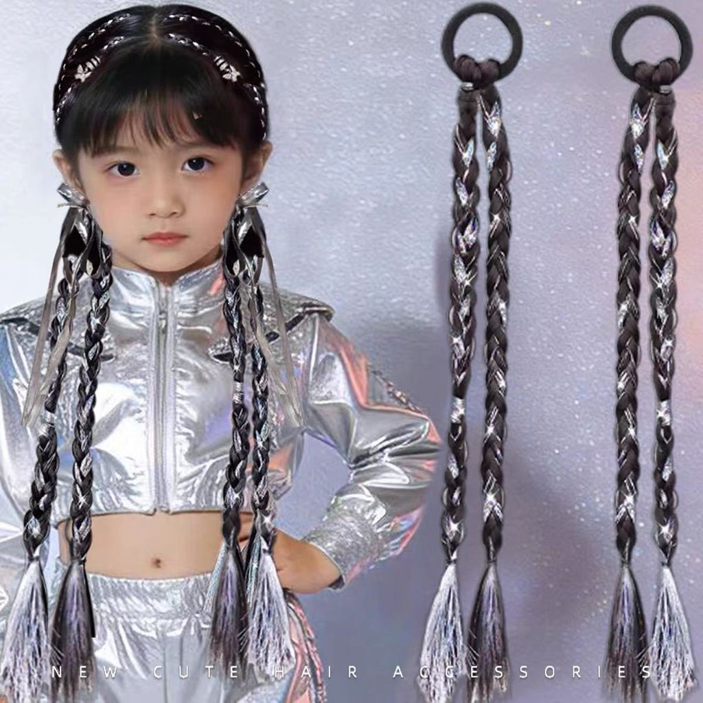 เด็กถนนเต้นรําอุปกรณ์เสริมไฮไลท์วิกผมเปียสาวแจ๊สเต้นรําประสิทธิภาพถักสกปรกถักเปียมวยถักเปียอุปกรณ์ผม