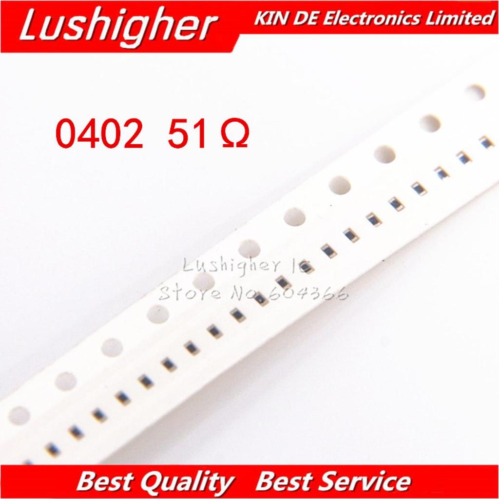 100 ชิ้น 0402 ตัวต้านทาน SMD 1% 51ohm 51 โอห์ม 51R 51R0