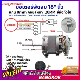 มอเตอร์พัดลม 18นิ้ว มอเตอร์ไฟฟ้า 220v กำลังสูง ตลับลูกปืนคู่ สากลสำหรับพัดลมตั้งโต๊ะ/พัดลมตั้งพื้น