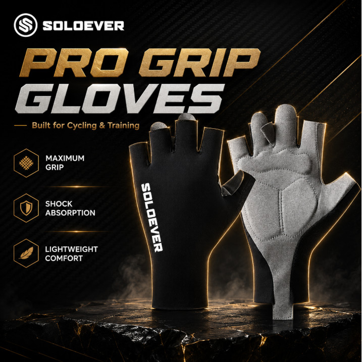 【TH Delivery】SOLOEVER Half Finger Gloves Shockproof Breathable MTB