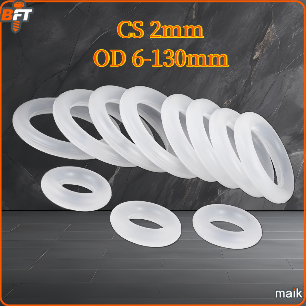 โอริงสีขาว ยางซิลิโคน CS 2mm OD 6-130mm White Silicone O-ring VMQ ซีลรองเกรดอาหาร ทนความร้อนสูง กันน้ำ ซีลกันรั่ว [maik-1]