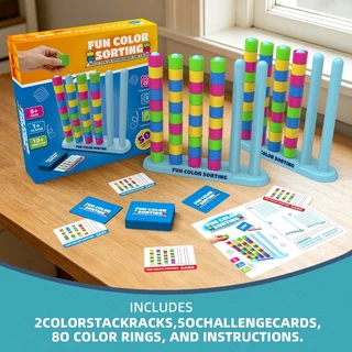 Color Stack Chsllenge ของเล่นเพื่อการศึกษาสำหรับเด็ก เกมกระดานแบบโต้ตอบระหว่างพ่อแม่และลูก