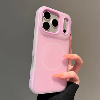 2 in 1 Magnetic Jelly Frosted อะคริลิคเคสโทรศัพท์สําหรับ iPhone 17 Pro Max 16 15 14 13 12 11 กันกระแทกป้องกันปลอก
