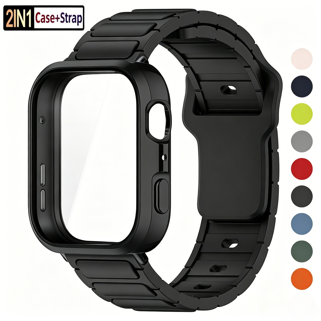 สายรัดซิลิโคนสําหรับเล่นกีฬา + เคส TPU สําหรับ Huawei Watch Fit 5 Fit 5Pro Fit 4 3 เกราะป้องกันหน้าจอแบบเต็มเฟรม