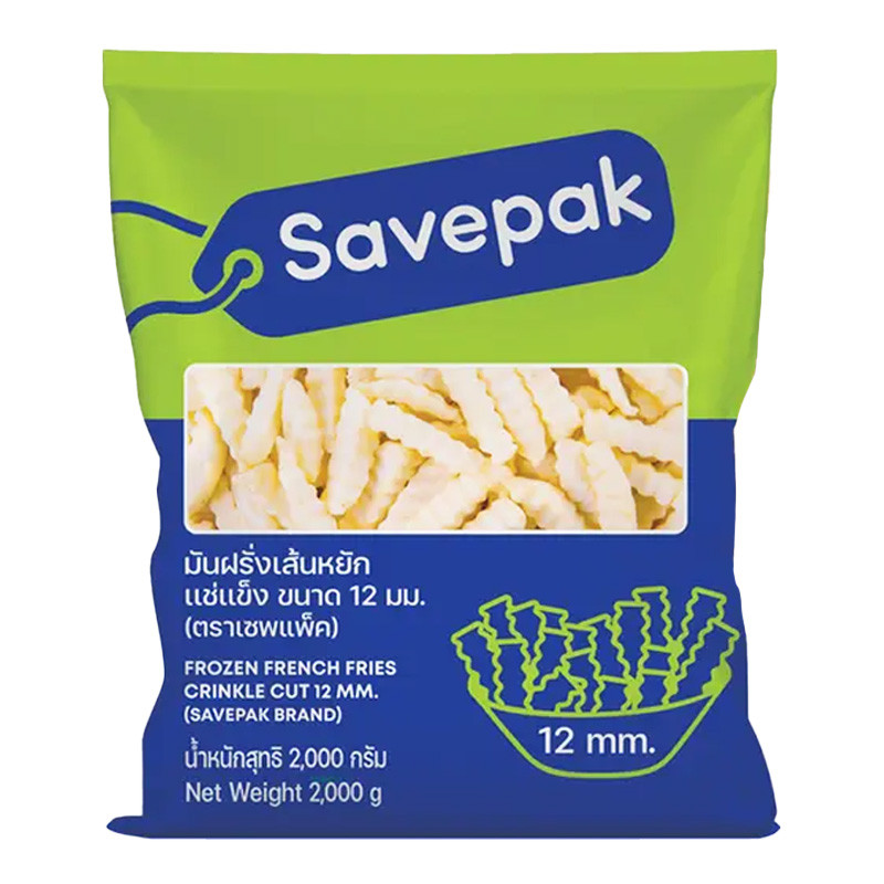 เซพแพ็ค เฟรนช์ฟรายส์แช่แข็ง ขนาด 12 มม. เส้นหยัก 2 กก. (SAVEPAK Frozen French Fries Crinkle 12 mm 2 kg)