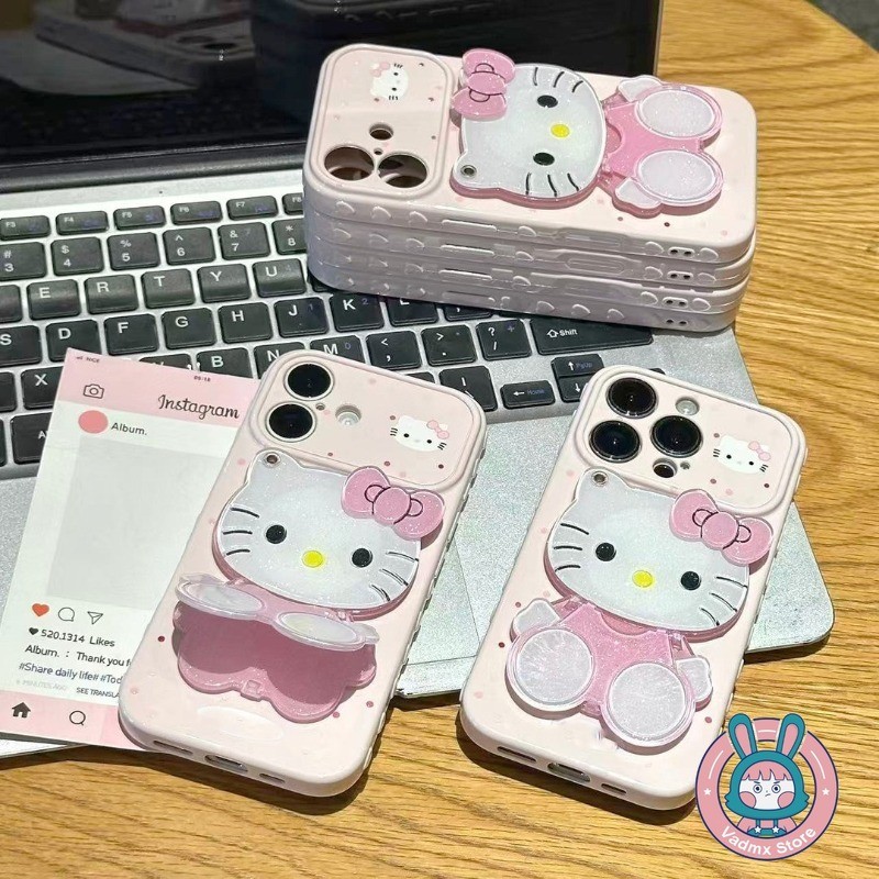 Kitty Cat Mirror Holder Casing สําหรับ Redmi Note 15 14 รูปที่ 2