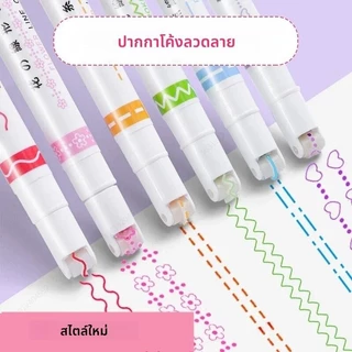 6 ชิ้น/เซ็ตดอกไม้ เกาหลีเครื่องเขียนอุปกรณ์สํานักงานโรงเรียนของขวัญ ปากกามาร์กเกอร์ ไฮไลท์ แบบเส้นคู่ DIY สําหรับวาดภาพ