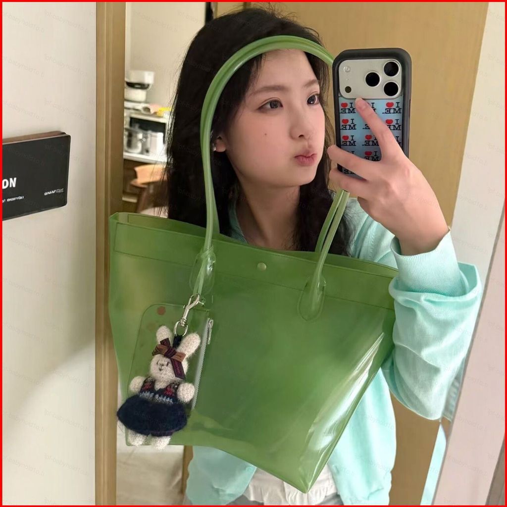 ใหม่ PVC Doba Saddle Jelly โปร่งใส Tote Bag กระเป๋าถือไหล่อเนกประสงค์ความจุขนาดใหญ่สําหรับผู้หญิง
