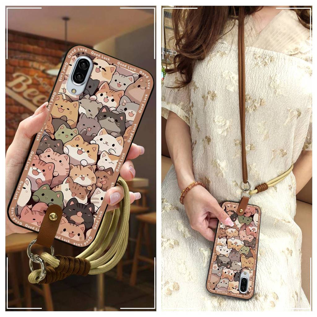 ทนทาน Lanyard เคสโทรศัพท์สําหรับ Sharp Aquos Sense3 plus/SHV46 Crossbody สร้อยคอ Anti-knock น่ารักกั