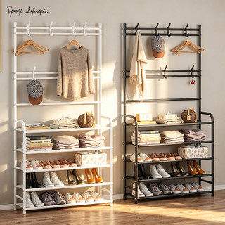 Multifunctional Shoe Rack Organizer Simple Floor Coat Rack Shoe Hat Rack 4 Layer