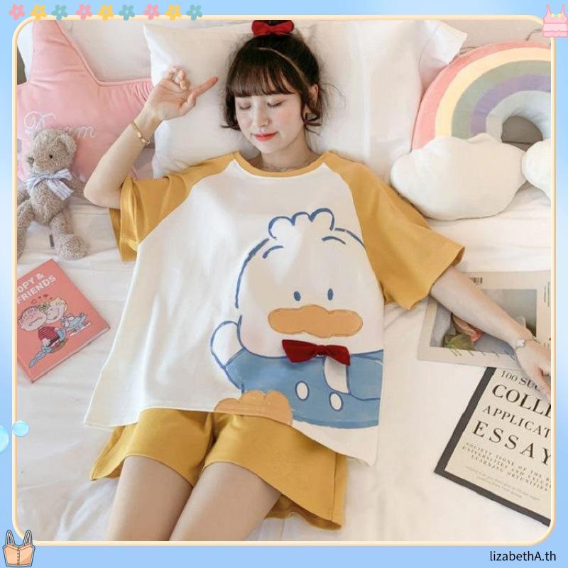 KATUN [ RedPink ] พรีเมี่ยมนําเข้าวัยรุ่นชุดนอนเด็กผู้หญิงน่ารัก Cutie ตัวการ์ตูนล่าสุดรอบคอแขนสั้นพ