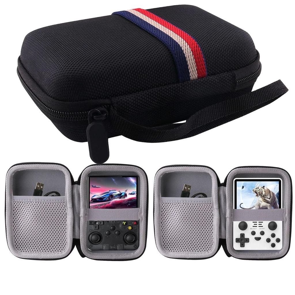 WERJIA Hard Carrying Case เข้ากันได้กับ R36T/R36S/RG36PRO/RG35XX Plus/RGB20S เกมมือถือ Retro (สีดํา)