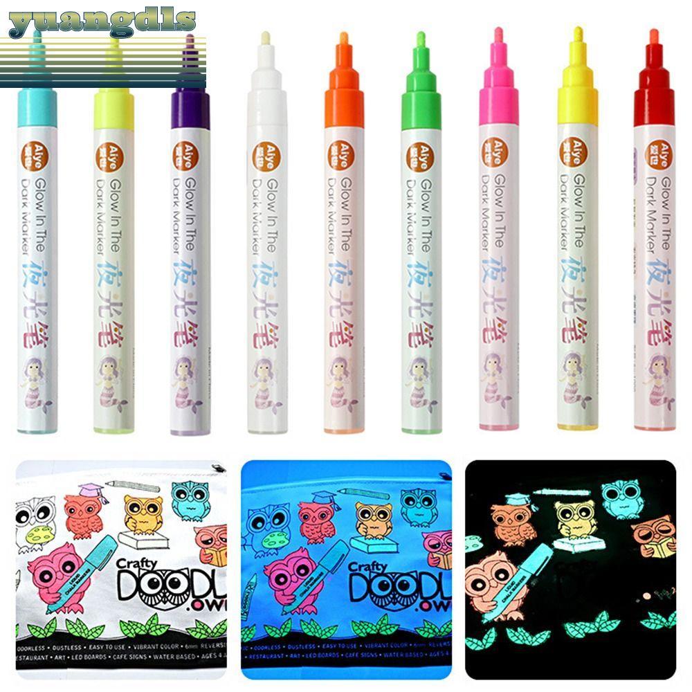 ปากกาเรืองแสง YUANG ปากกามาร์กเกอร์ DIY Graffiti 8 สีเรืองแสงสีสันสดใสใน Dark ภาพวาดมือบัญชีมือปากกาอุปกรณ์สํานักงานโรงเรียน