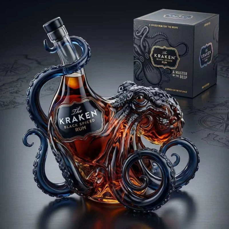 [350ML] Octopus Head ขวดวิสกี้ Sea Monster Spirits ขวดเหล้า Home Bar Liquor Display Vintage ดื่มแว่นตาChuuyi