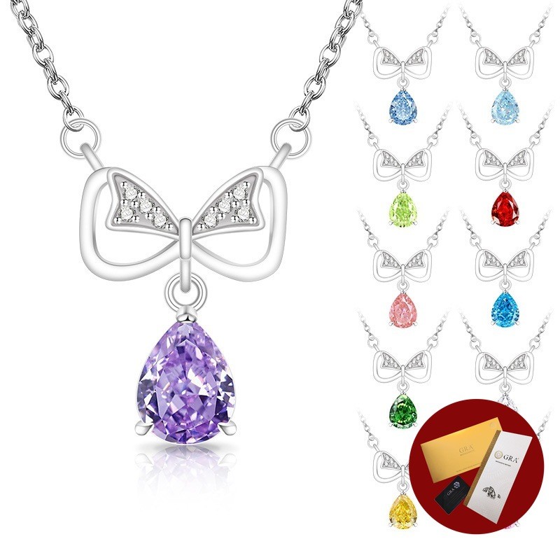 (พร้อมใบรับรอง Gra) สร้อยคอบางเฉียบรูป Icy Flower Cut Bow Pear