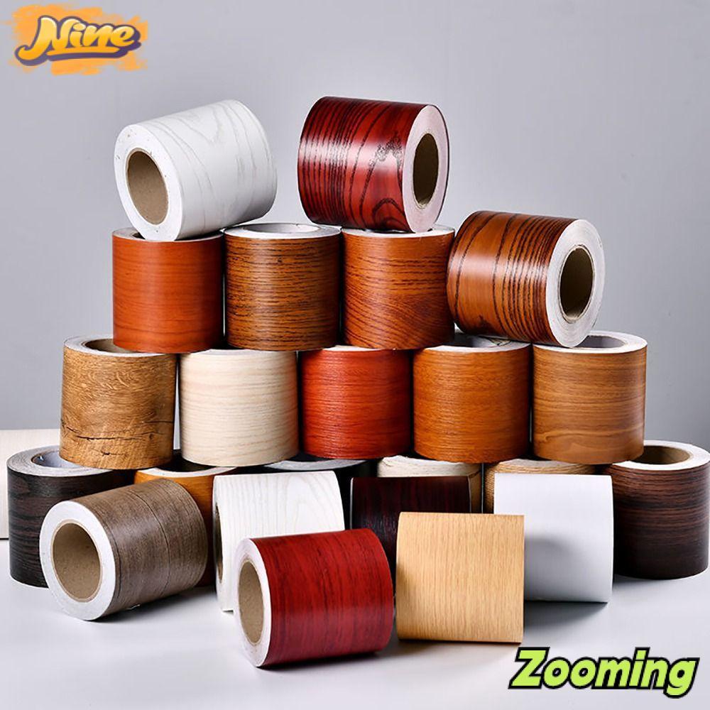 ZOOMING 10M/ม้วนสติ๊กเกอร์ขอบผนัง,วอลเปเปอร์เส้นเอวลายไม้ Windowsill,สายกระโปรง PVC กันน้ําแบบมีกาวในตัว