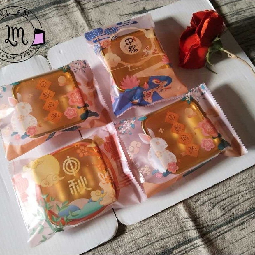 25 ชิ้นแพ็คพลาสติกขนมไหว้พระจันทร์ 100-125GR RABBIT FLOWERS 4