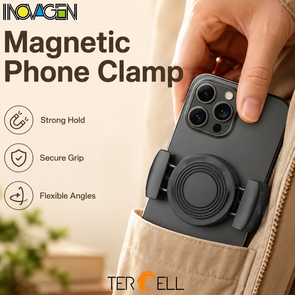 INOVAGEN ที่วางโทรศัพท์แม่เหล็ก Clamp Universal ขาตั้งกล้อง Mount คลิป 54-105 มม.ปรับ Grip สําหรับ Selfie Stick กล้อง Rig Vlogging Live Stream การถ่ายภาพวิดีโอ