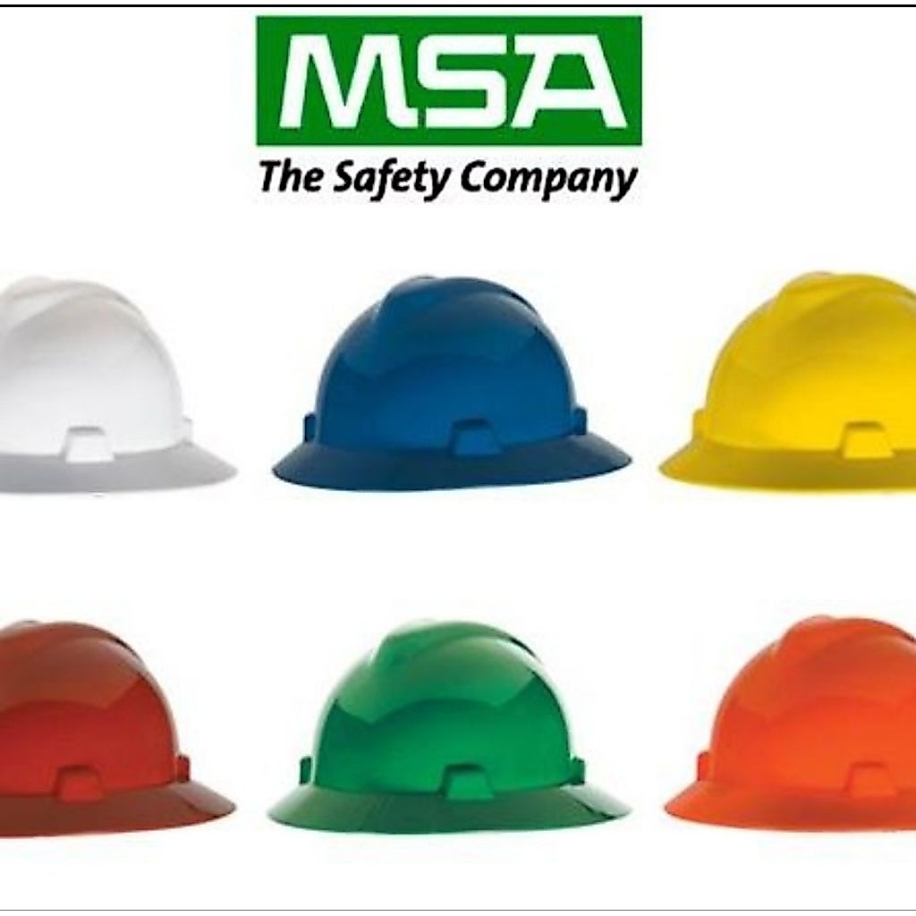 MSA V-Gard 475370 หมวกนิรภัยปีกครอบ Safety Helmet หมวกเซฟตี้ 6 สี งานโรงงาน