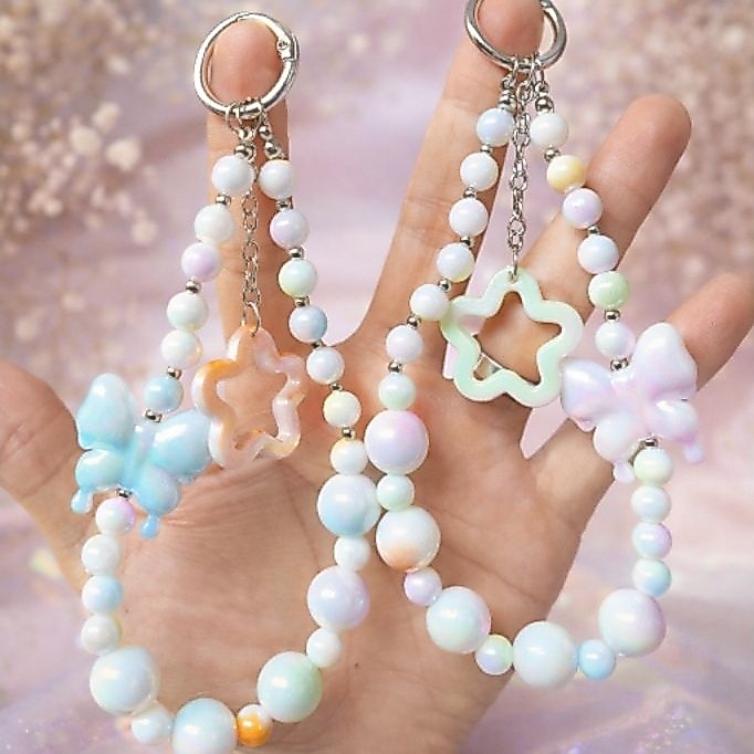 HP GUNGAN ที่แขวนโทรศัพท์ที่สวยงาม | AESTHETIC PREMIUM KOREAN FASHION MARBLE UV BEAD STRAP HANDPHONE