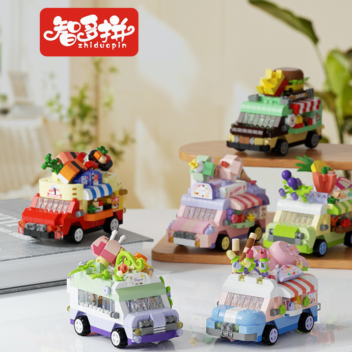 Gourmet Touring รถ Building Blocks ของเล่นเด็กรถของขวัญเล็กๆ Building Blocks ประกอบของเล่นเพื่อการศึ