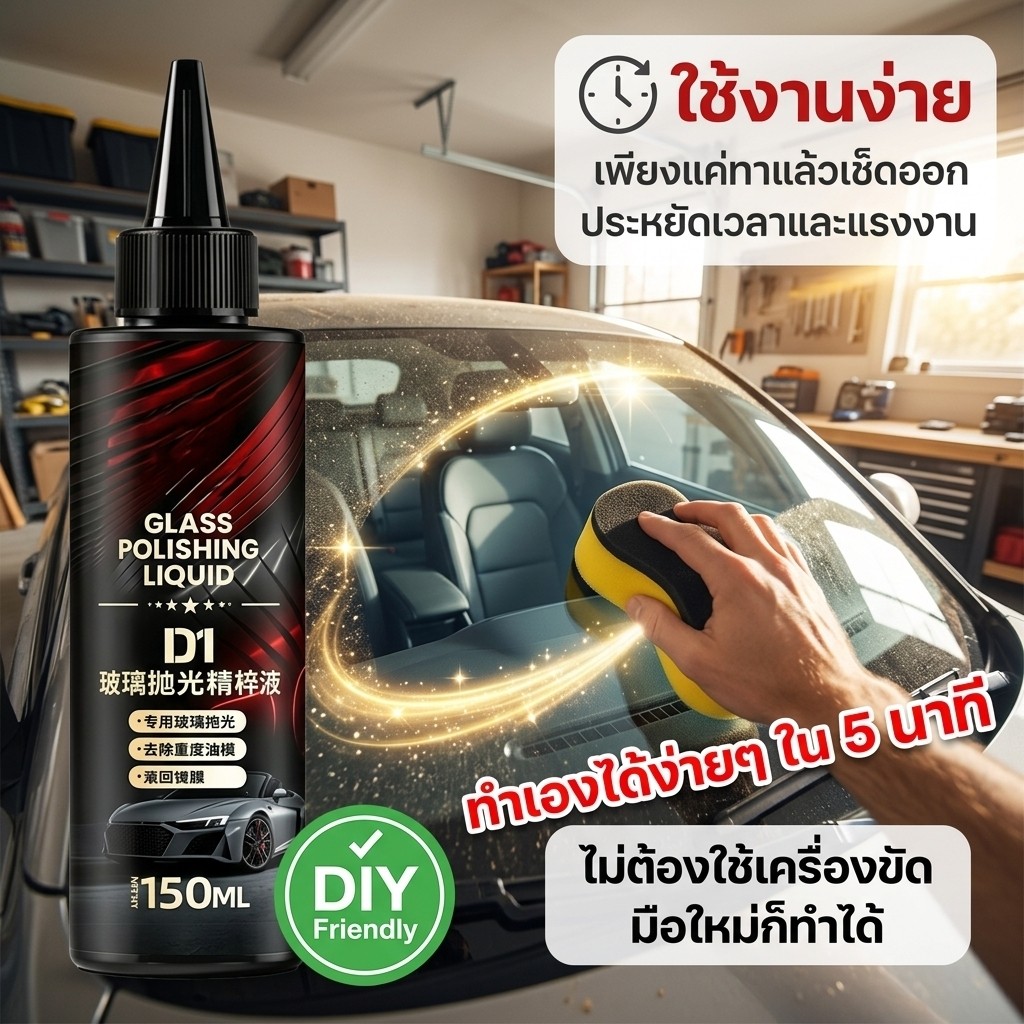 เห็นผลภายใน 3 วินาที✨น้ำยาขจัดคราบน้ำมันกระจกรถยนต์ น้ำยาขัดกระจกรถยนต์ ขจัดคราบน้ำมัน ฝุ่น คราบสกปรก ไม่ขัดข่วนผิวกระจก