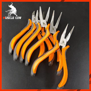 MUSCLE COW คีมปากแหลมเล็ก4.5นิ้ว 8สไตล์เลือกใช้ ด้ามยางกันลื่น ใช้ตัดสายไฟ งานอิเล็กทรอนิกส์ ซ่อมนาฬิกา