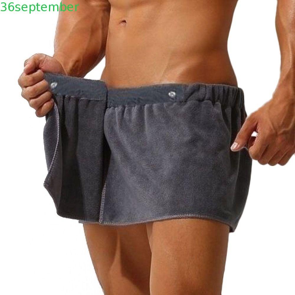 SPEPEMBER Men Wearable Bath Towel, Solid Color Wearable Shower Towel, Soft Short Long Towel Pant Sho