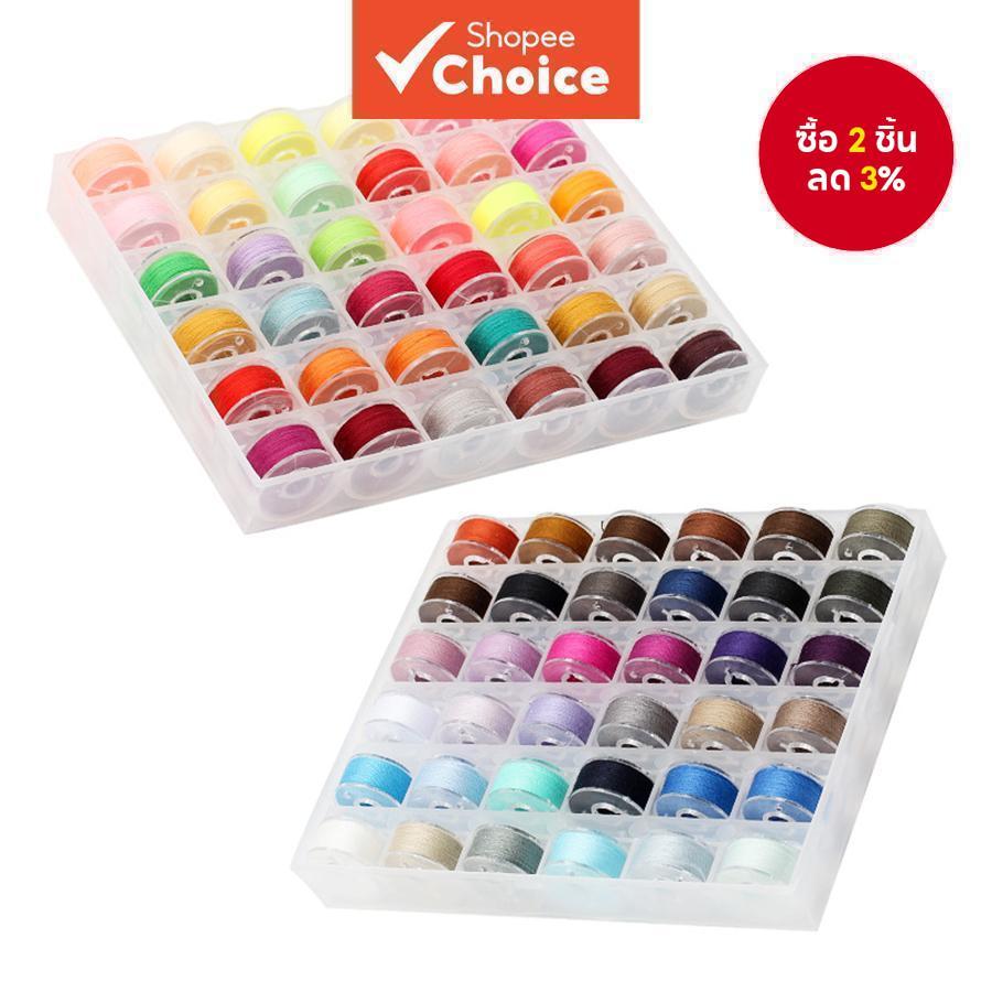 36 ชิ้น Prewound Thread Bobbins Spools สีสันสําหรับจักรเย็บผ้าพร้อมกล่องเก็บของ