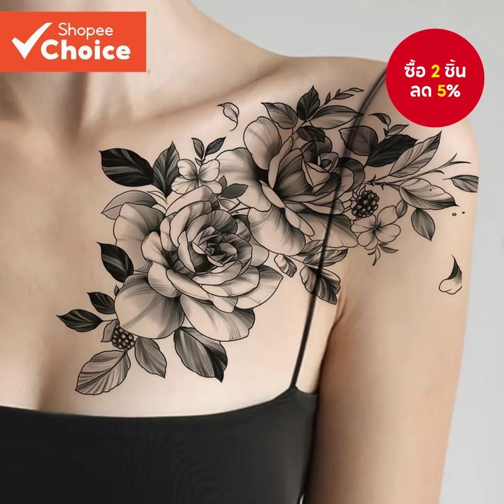 1pc ดอกไม้ชั่วคราว Tattoo สติกเกอร์กันน้ําติดทนนานปลอม Body Art สําหรับผู้หญิงสาว Party เทศกาล DIY ความงาม