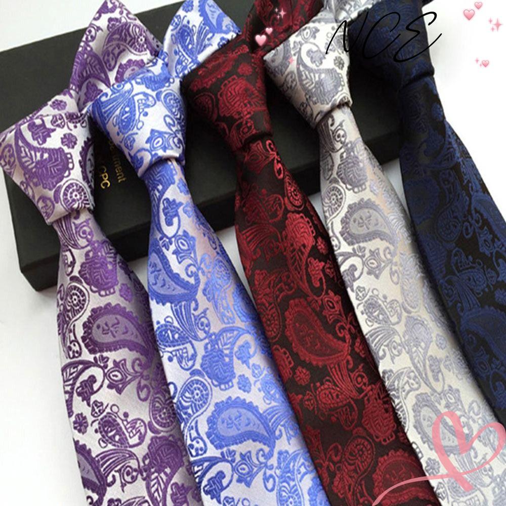 NCE Paisley Tie, เนคไทผู้ชายธุรกิจวินเทจ, แฟชั่น 8 ซม. ปรับคอสวมใส่งานแต่งงาน