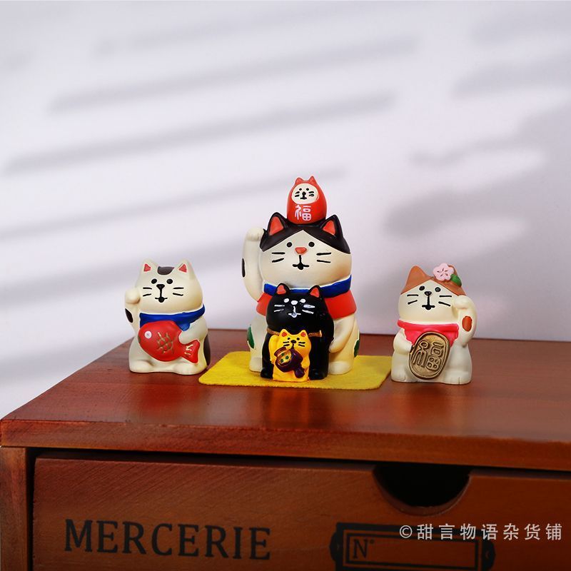 สไตล์ญี่ปุ่น zakka zakka Lucky Cat Lucky Mascot ins สไตล์น่ารักโต๊ะทํางานเครื่องประดับตกแต่งของขวัญ