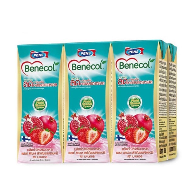 เบเนคอล เครื่องดื่มรสทับทิมและสตรอเบอร์รี่ Benecol Pomegranate & Strawberry 180ml. Pack6