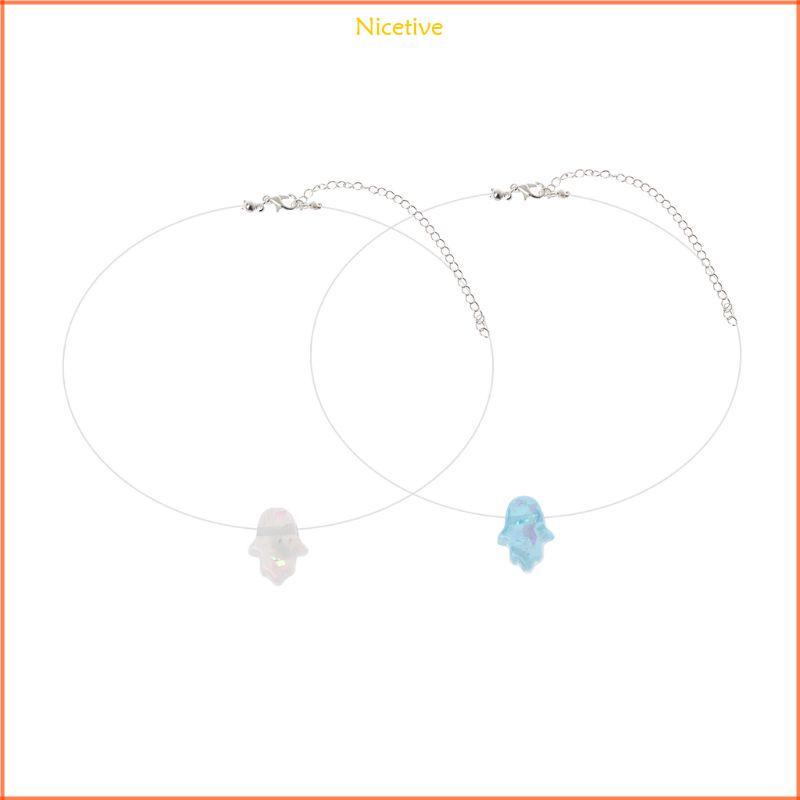 NICE ที่มองไม่เห็น Hamsa Hand Opals จี้สร้อยคอสายตกปลา Choker Clavicle Chain