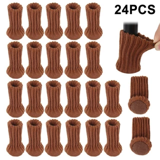 LoomLab 24PCS ถุงเท้าโพลีเอสเตอร์ ที่รองขาเก้าอี้ ที่รองขาโต๊ะ หนาขึ้น กันลื่นกันเสียงดัง สําหรับตกแต่งบ้าน JoyTray