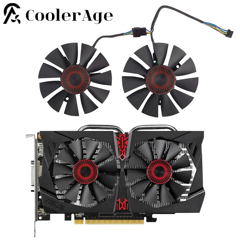 พัดลมการ์ดวิดีโอสําหรับ ASUS STRIX GTX 750 Ti 960 1060 1050 R9 370 75MM T128010SH GTX750Ti GTX960 GT
