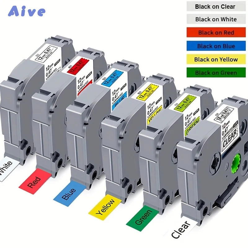 Aive เทปฉลากเข้ากันได้สําหรับ Brother PTouch 12mmx8m TZe-231 431 531 631 731