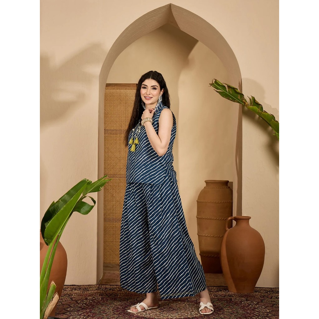 Co-ord ชุด Kurti ผู้หญิงอินเดียสั้น Kurtis ผ้าฝ้าย Kurti สั้น Kurta เสื้อเสื้อกางเกง Palazzo SetUD56