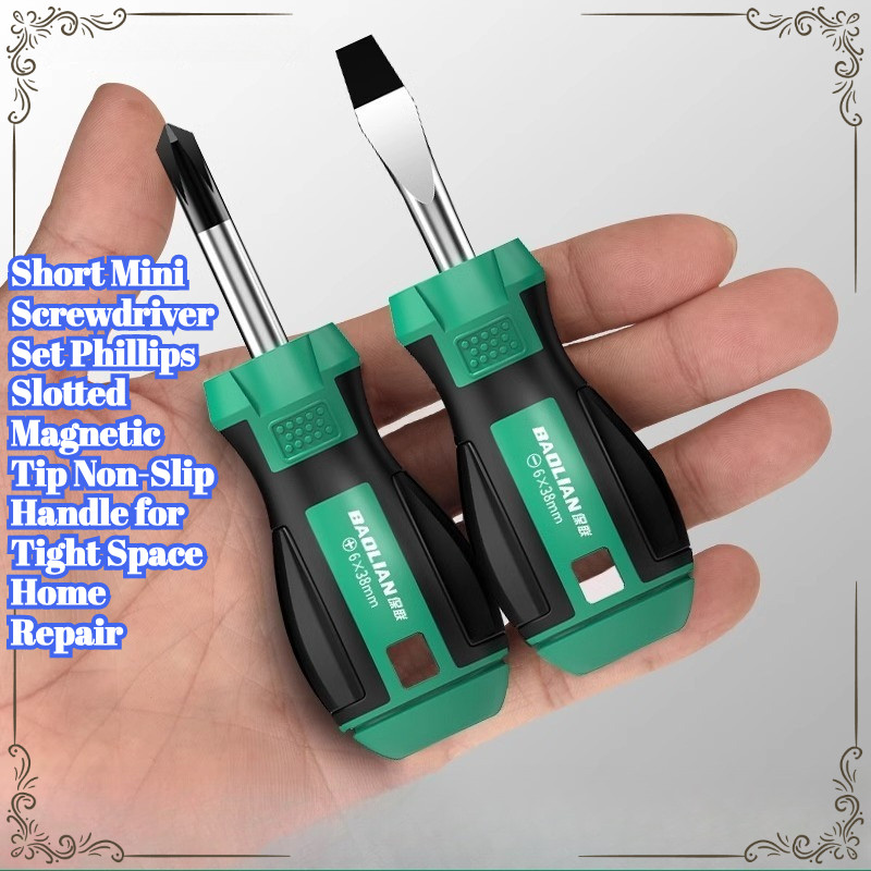 [BL-C-LMF]ชุดไขควงขนาดเล็กสั้น Phillips Slotted Magnetic Tip ด้ามจับกันลื่นสําหรับการซ่อมแซมบ้านพื้นที่แน่น