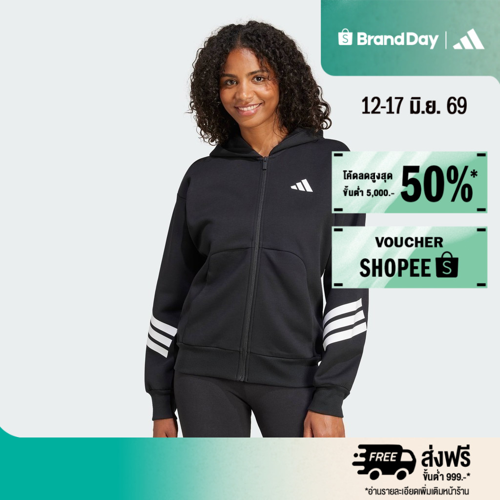 adidas Lifestyle Future Icons 3-Stripes Full-Zip Hoodie Women Black JE0171