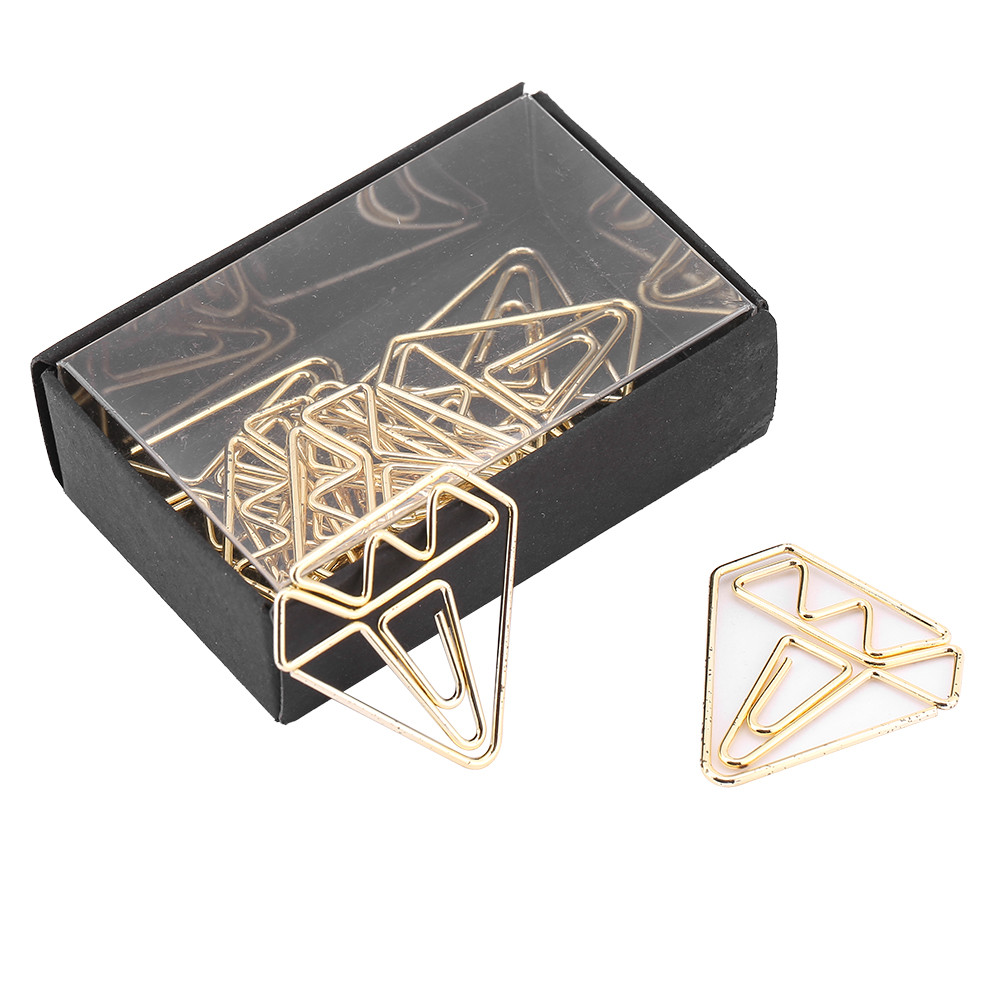 Yuhenshop 8 ชิ้นตกแต่ง 2 สีคลิปหนีบกระดาษ Creative Diamond Shape ที่คั่นหนังสือตลกสําหรับ Office Sch