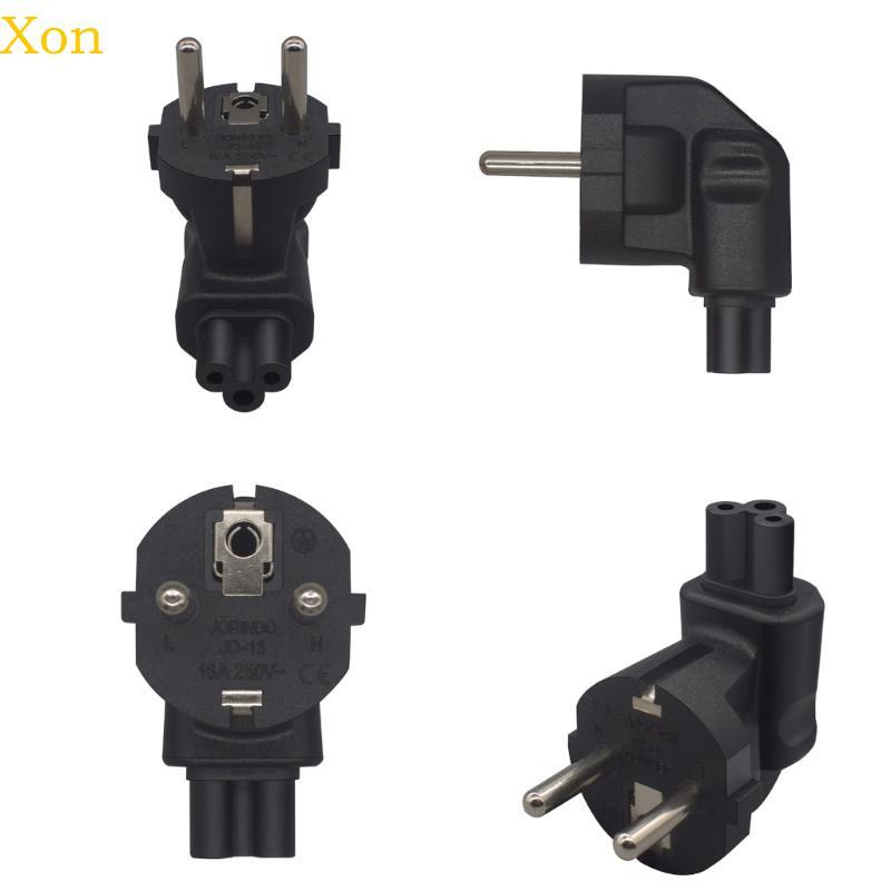 Xon Black Power Adapter EU4 8 ยุโรป 2 Prong to IEC C5 ปลั๊กอะแดปเตอร์ Reversible สําหรับ PC แล็ปท็อป Monitor Scanner พิมพ์