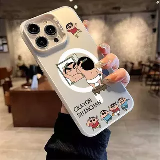 เคสโทรศัพท์แม่เหล็ก ลายเครยอนชินจัง ใช้ได้กับ iPhone 16/15 Plus/14 Pro Max/12/13 Pro/11 กันกระแทกและกันรอยขีดข่วน