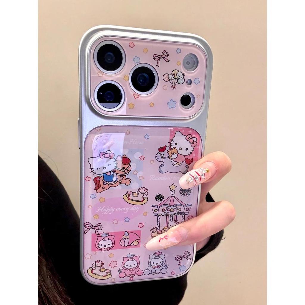 เคสโทรศัพท์ลาย Hello Kitty สำหรับ iPhone 13/11/12/17/14/15 Plus/16 Pro Max ผลิตจากอะคริลิกคุณภาพสูง กันกระแทกและทนทาน