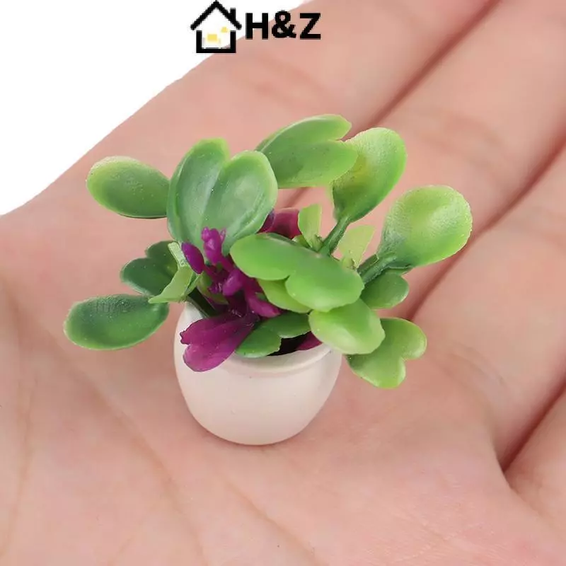 HZ 1:12 Dollhouse Miniature พืชสีเขียวในกระถาง thumbnail 7