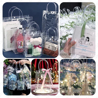 JoyTray กระเป๋าถือ PVC แบบพลาสติกใส สำหรับทำเป็น ถุงของขวัญ ถุงสังฆทาน มีหลายไซส์ ถุงใสpvc กระเป๋าpvc พร้อมส่ง