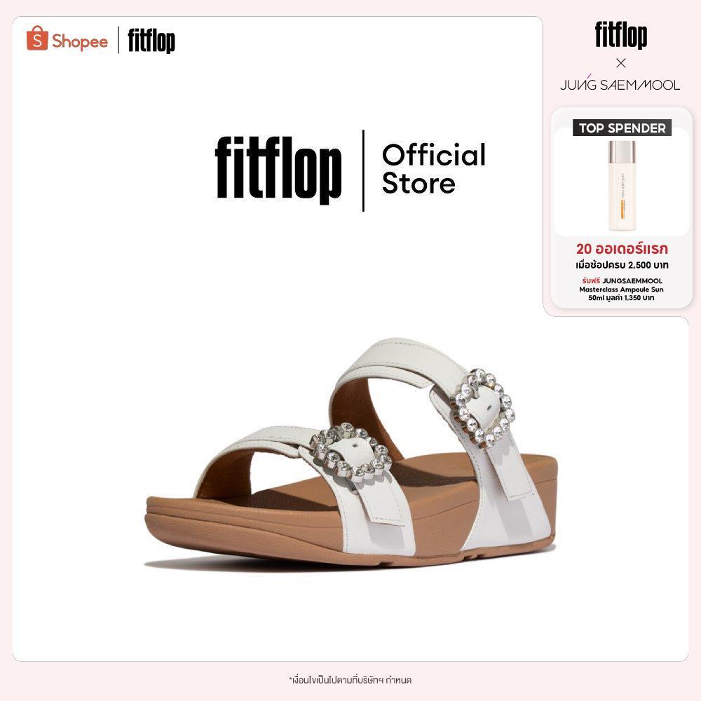 FITFLOP LULU CRYSTAL-BUCKLE SLIDES รองเท้าแตะผู้หญิง รุ่น E1E-194 สี WHITE