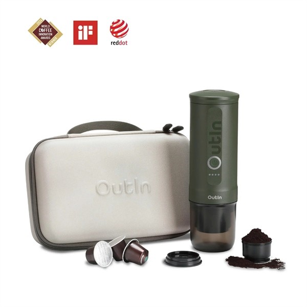 Outin Nano Traveler Gift Set Forest Green OUTIN-TRAAVELER-GREEN เครื่องชงกาแฟแบตเตอรี่อัตโนมัติ