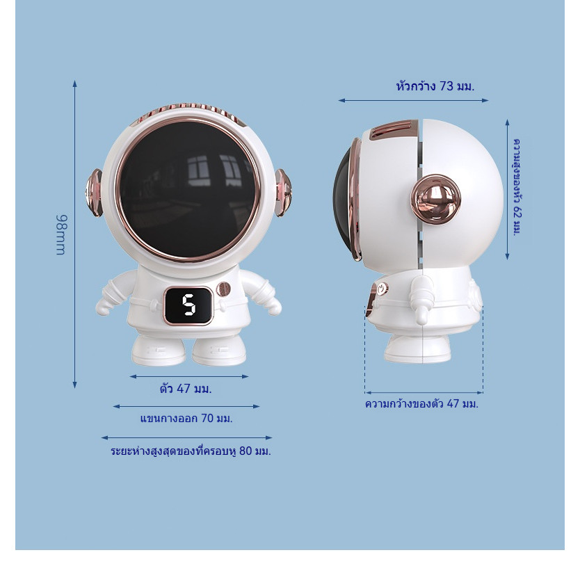 พัดลมนักบินอวกาศห้อยคอ ไร้ใบพัด USB ชาร์จได้ 5 ระดับลม เสียงเงียบ พกพาง่าย